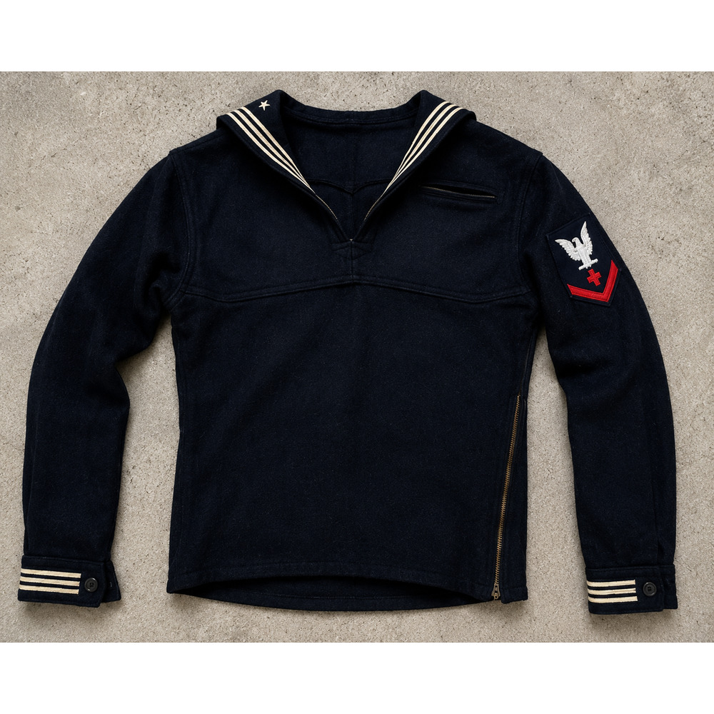 Vintage 1950s US Navy Wool Sailor Crackerjack Jumper Talon Zipper Size XS S